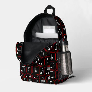 Stilvolle Musiknoten mit roten und weißen geometri Bedruckter Rucksack