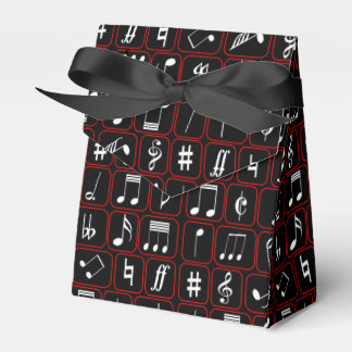 Stilvolle Musiknoten mit roten und weißen geometri Geschenkschachtel