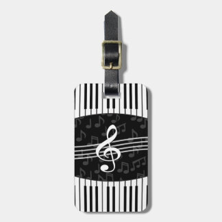 Stilvolle Musiknoten Treble Clef und Piano Keys Gepäckanhänger