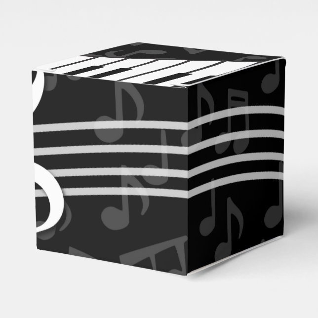Stilvolle Musiknoten Treble Clef und Piano Keys Geschenkschachtel (Vorderseite)