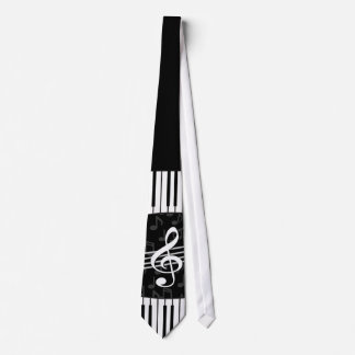 Stilvolle Musiknoten Treble Clef und Piano Keys Krawatte