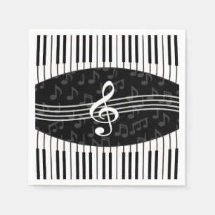 Stilvolle Musiknoten Treble Clef und Piano Keys Serviette