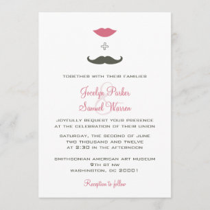 Stilvolle Mustache und Lips Wedding Einladung