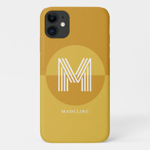 Stilvolle Mustard Yellow Geometric Modern Monogram Case-Mate iPhone Hülle