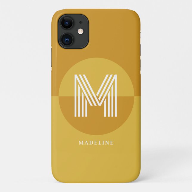 Stilvolle Mustard Yellow Geometric Modern Monogram Case-Mate iPhone Hülle (Rückseite)