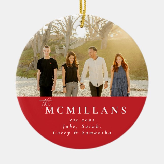 Stilvolle Nachname Holiday Pattern Weihnachten Keramik Ornament (Vorne)