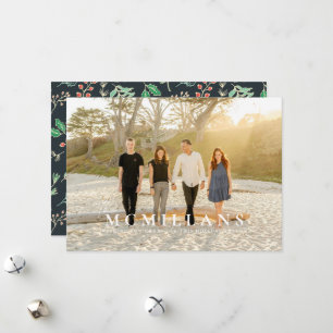Stilvolle Nachname Holiday Pattern Weihnachtskarte Feiertagskarte