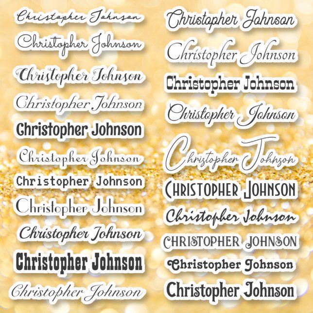 Stilvolle Name Signatur Schwarzer Text Skript Kiss Aufkleber (Stylish Name Signature Black Text Script Kiss Cut Sticker)