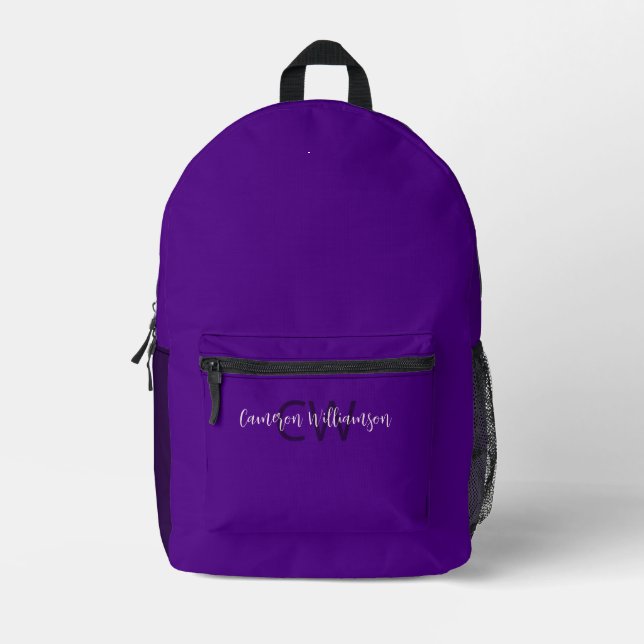 Stilvolle Name und Initialen von Skript-Schriftart Bedruckter Rucksack (Vorderseite)