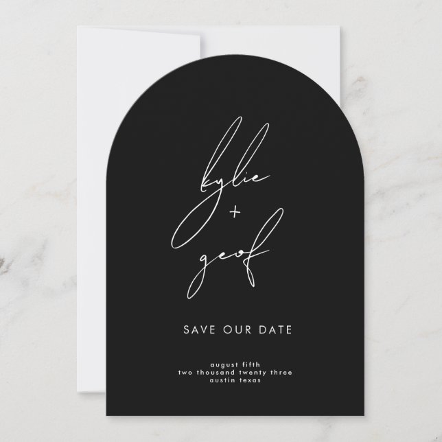 Stilvolle NAMES Foto Arch Wedding Save the date Einladung (Vorderseite)