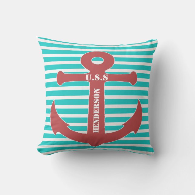 Stilvolle Nautical Anchor Decorator Kissen (Vorderseite)