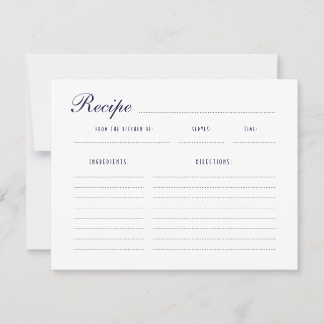 Stilvolle Nautical Brautparty Recipe Cards (Vorderseite)