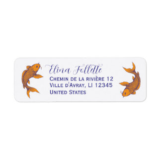 Stilvolle Navy-blaue und orange Koi-Fisch-Rücksend