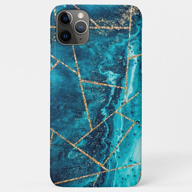 Stilvolle Navy Blue Gold Agate Geode Chic Monogram Case-Mate iPhone Hülle (Rückseite)