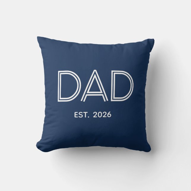 Stilvolle Navyblaue Dad-Est.-Datum Kissen (Vorderseite)