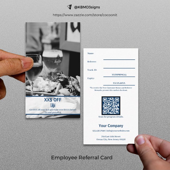 Stilvolle neue Kundenvergünstigung für Mitarbeiter Empfehlungskarte (Stylish New Customer Discount Employee Reward Referral Card, Restaurant)