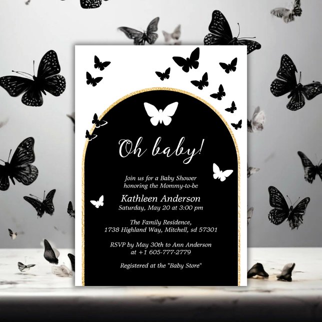 Stilvolle Neutral-Baby-Dusche für Schwarz-Weiß-Ges Einladung (Stylish Black And White Gender Neutral Baby Shower Invitation)