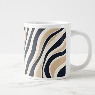 Stilvolle neutrale Beige und Holzkohle Abstrakt Jumbo-Tasse
