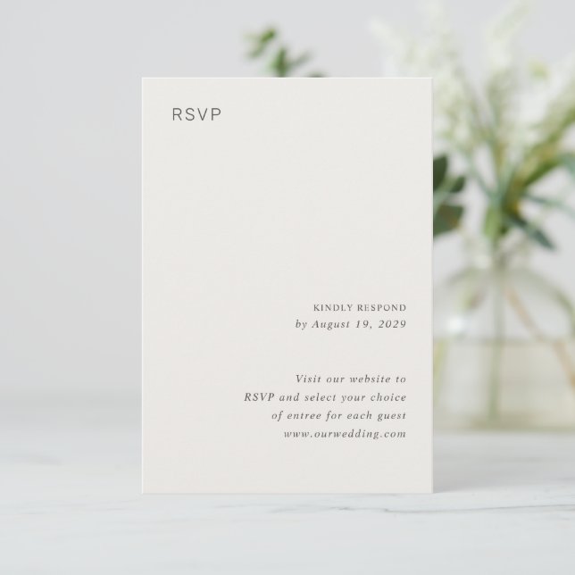 Stilvolle neutrale Minimalistische Hochzeit RSVP Karte (Stehend Vorderseite)