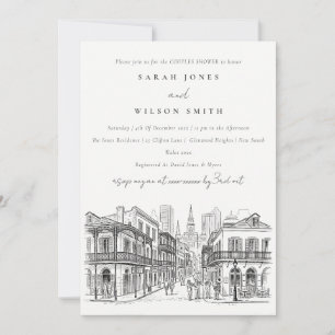 Stilvolle New Orleans Louisiana Skizze Paare Dusch Einladung
