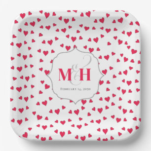 Stilvolle Niedliche Monogram Whimsical Hearts Tren Pappteller