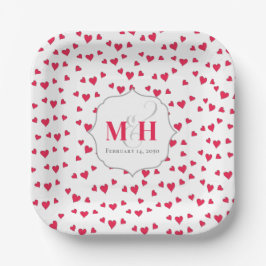 Stilvolle Niedliche Monogram Whimsical Hearts Tren Pappteller