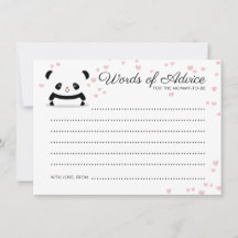 Stilvolle Niedliche Panda Bear Baby Advice Card