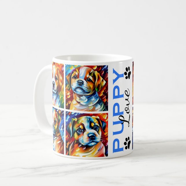 Stilvolle Niedliche Welpen Kaffeemaschine Tasse (Vorderseite Links)