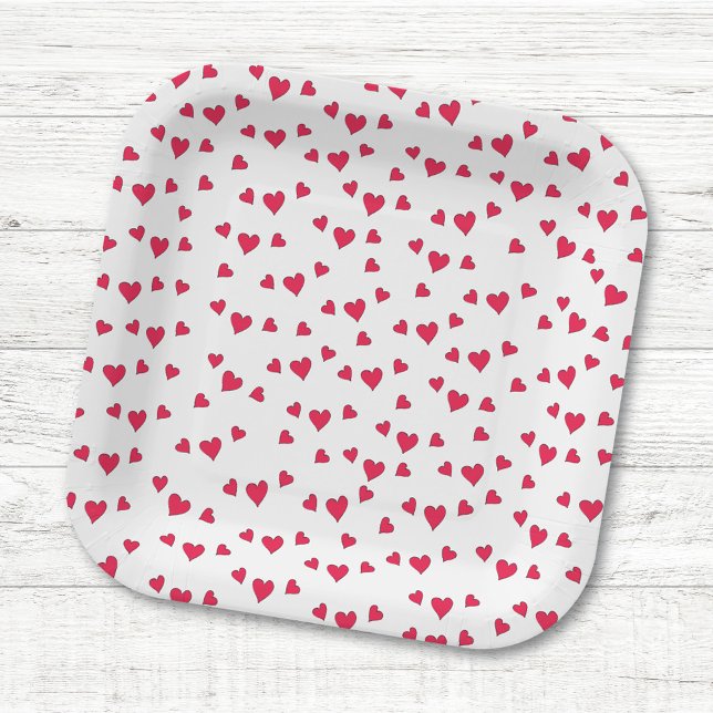 Stilvolle Niedliche Whimsical Hearts Trendy Party  Pappteller (Stylish cute whimsical hearts paper plates perfect for trendy parties, birthdays, and celebrations.)