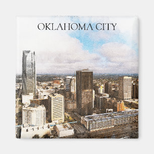 Stilvolle Oklahoma City Cityscape Panorama View Magnet