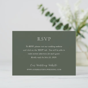Stilvolle Olive Green Moderne Hochzeit RSVP Karte