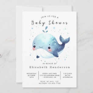 Stilvolle Online Whale Baby Dusche Einladung