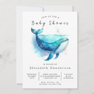 Stilvolle Online Whale Baby Dusche Einladung