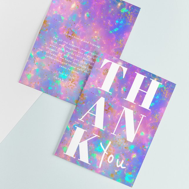 Stilvolle Opal Stone Einfache Minimalistische fett Dankeskarte (Front / Back)