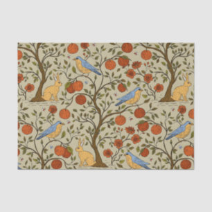 Stilvolle orange Äpfel auf braunen Bäumen Design Seidenpapier