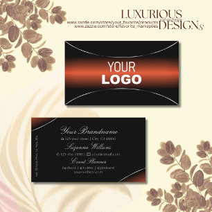 Stilvolle Orange Black mit Silver Border und Logo Visitenkarte