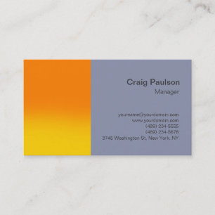 Stilvolle Orange Cool Gray Simple Business Card Visitenkarte
