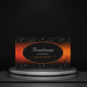 Stilvolle Orange Marble Black Glamour Glitzer Star Visitenkarte