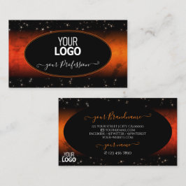 Stilvolle Orange Marble Black Glitzer Stars Logo h Visitenkarte