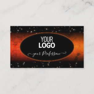 Stilvolle Orange Marble Black Glitzer Stars Logo h Visitenkarte