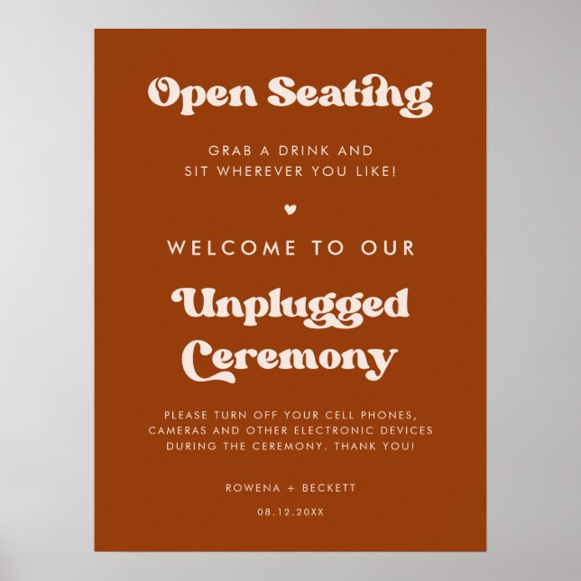 Stilvolle Orange Open Sitting Unplugged Zeremonie Poster (Vorne)