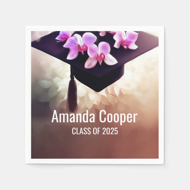 Stilvolle Orchid Abschluss Paper Napkin Serviette (Vorderseite)