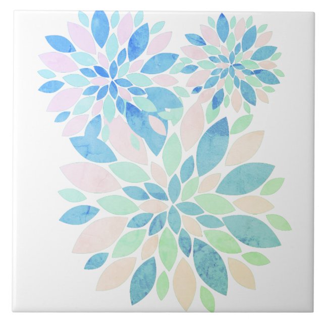 Stilvolle Pastel Colors Blume Petals Fliese (Vorderseite)