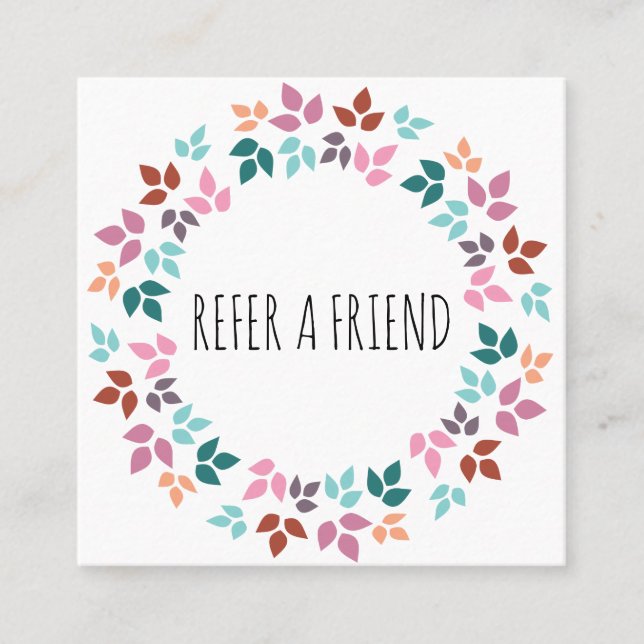 Stilvolle Pastel Floral Hair Stylist Leafy Wreath Terminkarte (Vorderseite)