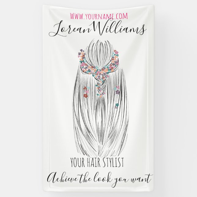 Stilvolle Pastel Hair Stylist Braid Hairstyle Blum Banner (Vertikal)