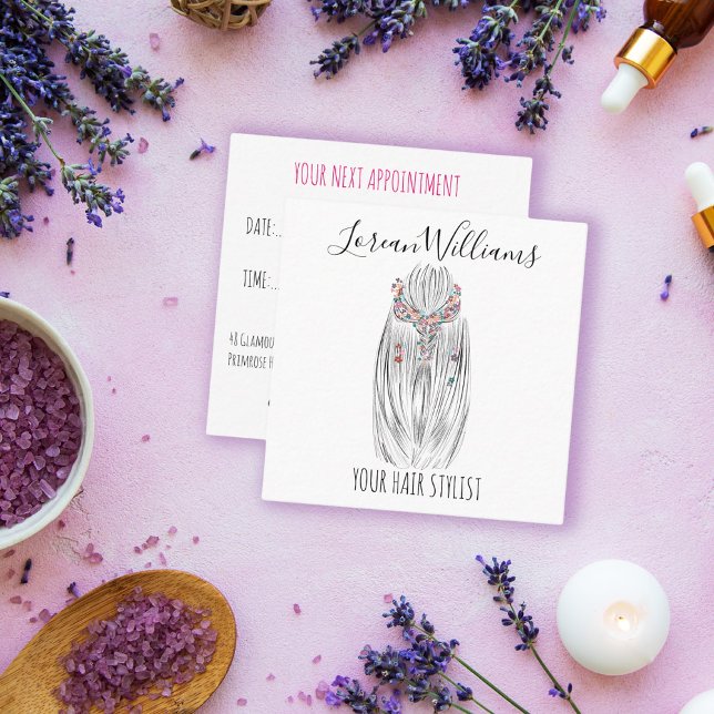 Stilvolle Pastel Hair Stylist Braid Hairstyle Blum Terminkarte (Von Creator hochgeladen)