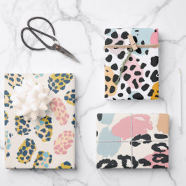 Stilvolle Pastel Leopard Spots Geschenkpapier Set