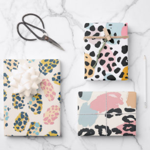 Stilvolle Pastell-Leopardenflecken Geschenkpapier Set