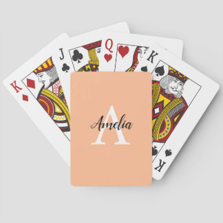 Stilvolle Peach Monogram Playing Cards Spielkarten