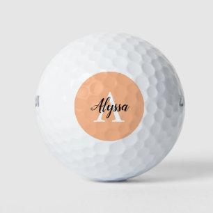 Stilvolle Peach Monogram Script Golf Balls Golfball